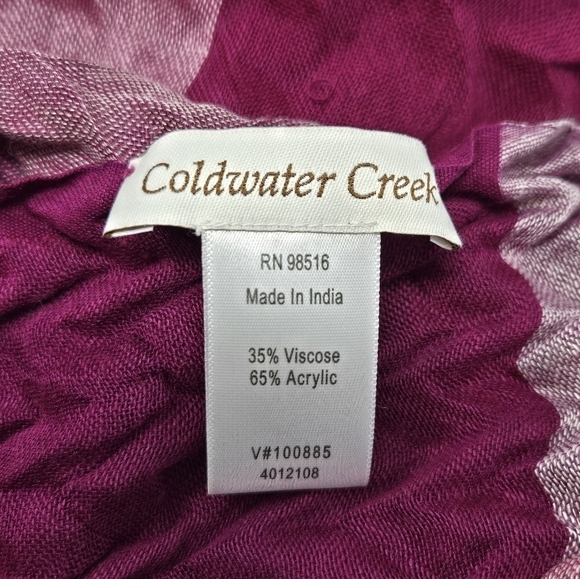 COLDWATER CREEK PINK PURPLE COLORBLOCK CRINKLE OVERSIZE SCARF SHAWL WOMEN OS - Picture 7 of 14
